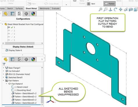 sheet metal part won't flatten solidworks|solidworks flat pattern drawing.